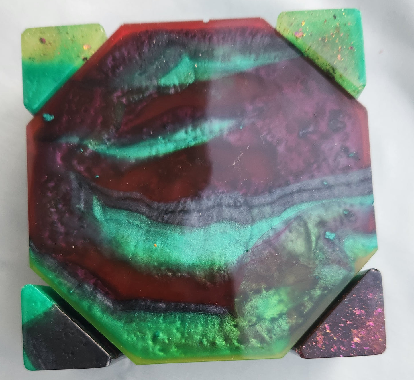 Multicolored 5 Piece Coaster Set with Holder