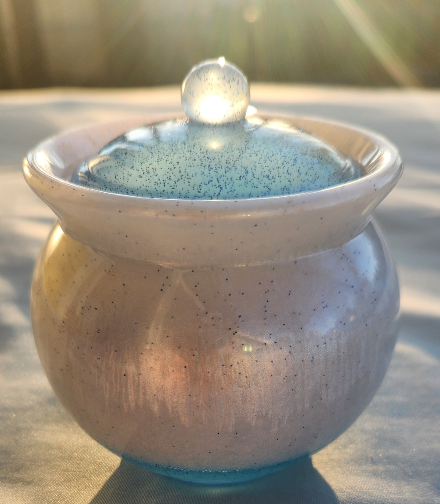 White and Blue Glow in the Dark Trinket Jar