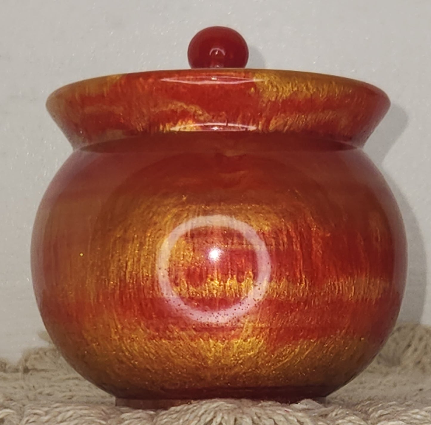 Small Red Gold Trinket Jar