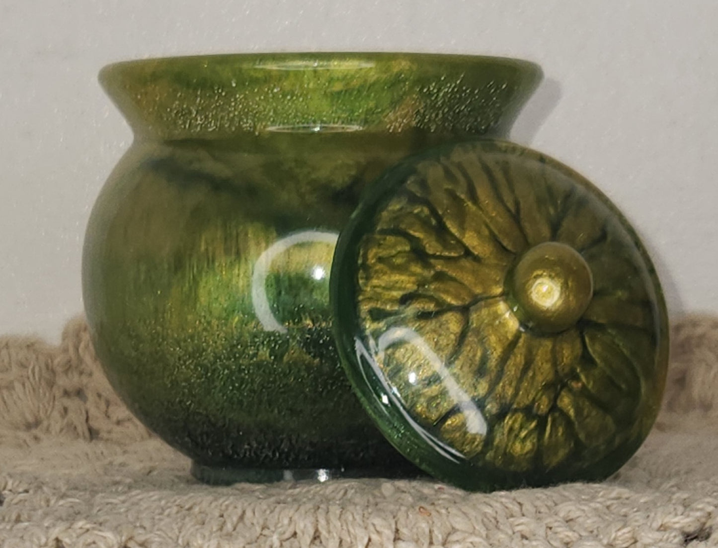 Green and Gold Trinket Jar