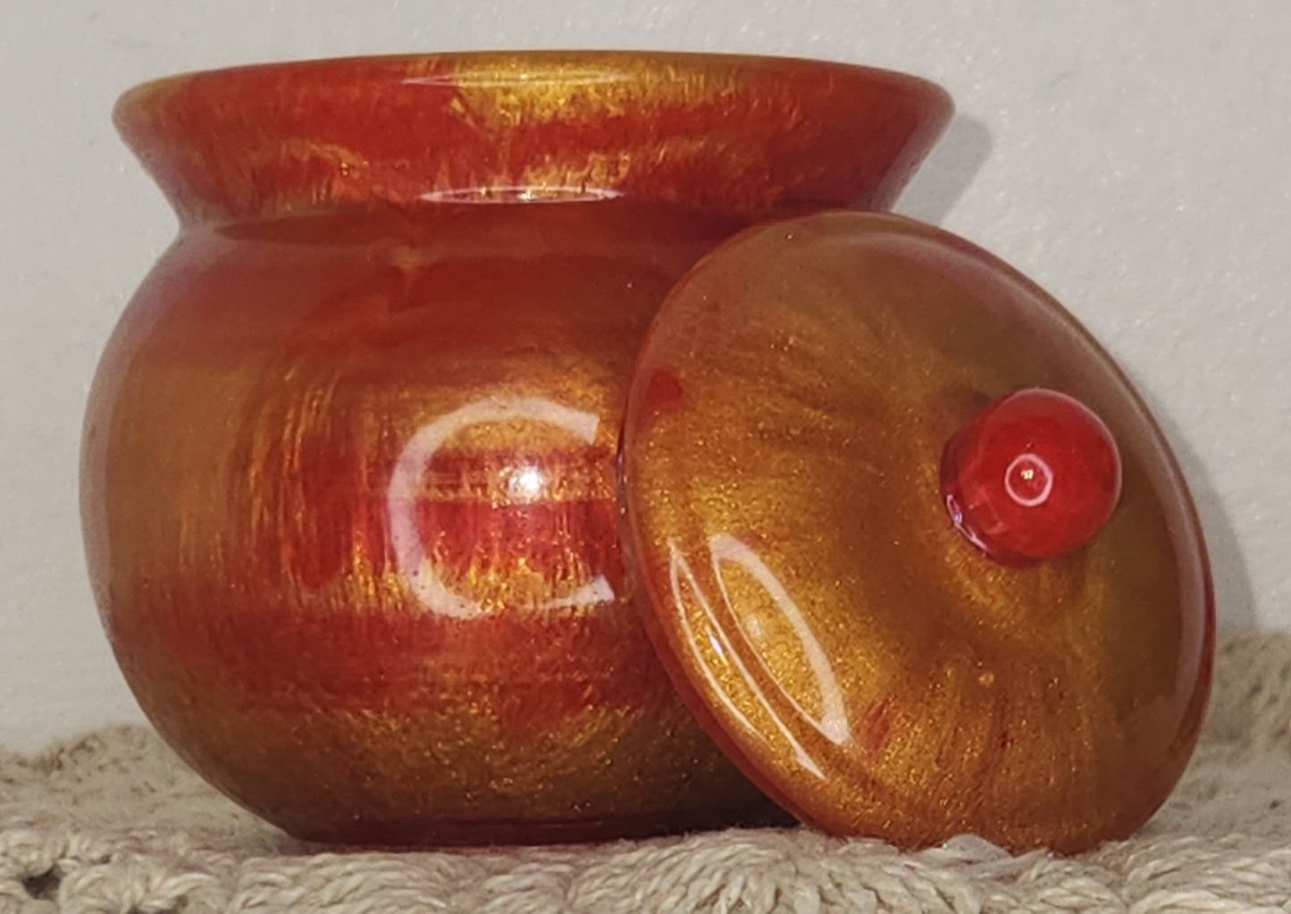 Small Red Gold Trinket Jar
