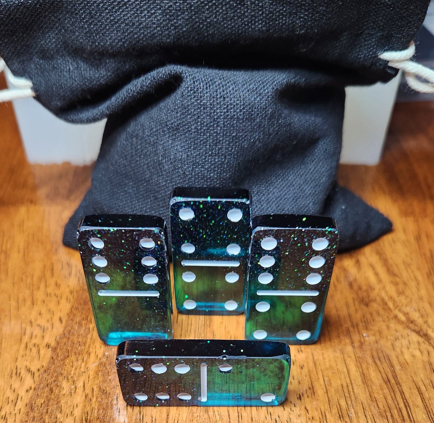 Black Teal Galaxy Mini Dominoes