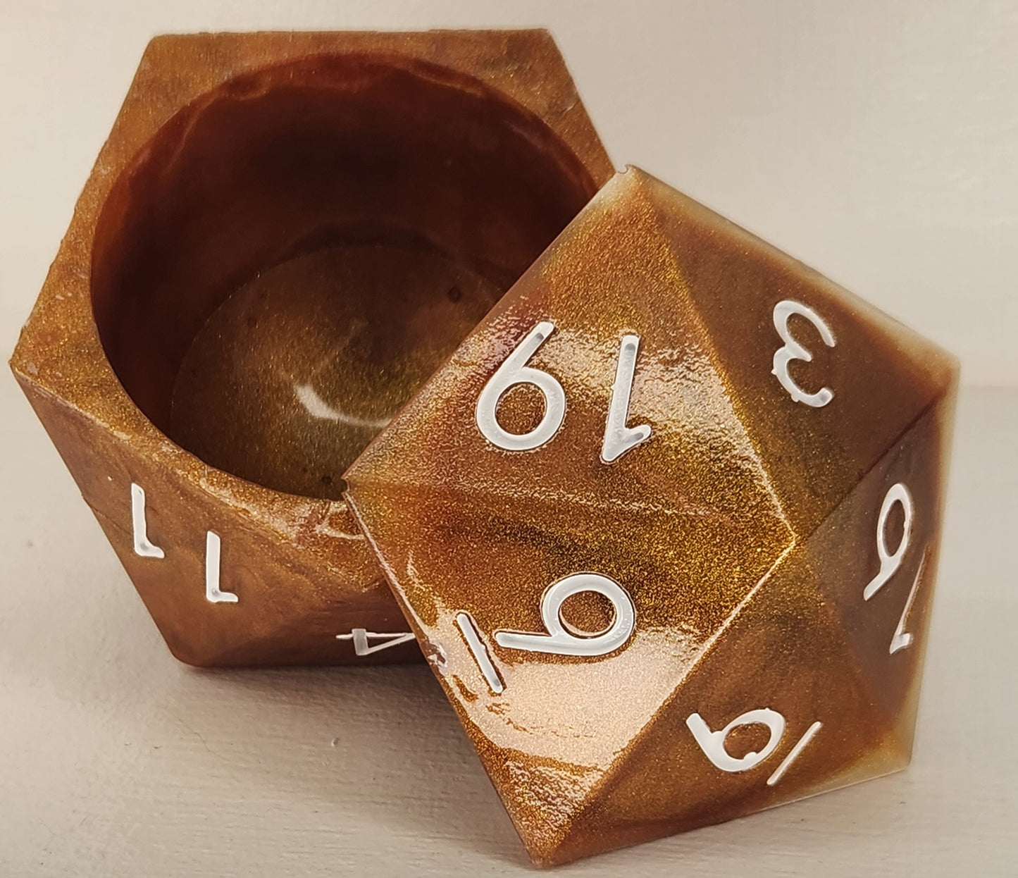 d20 Bronze and Gold Dice Box