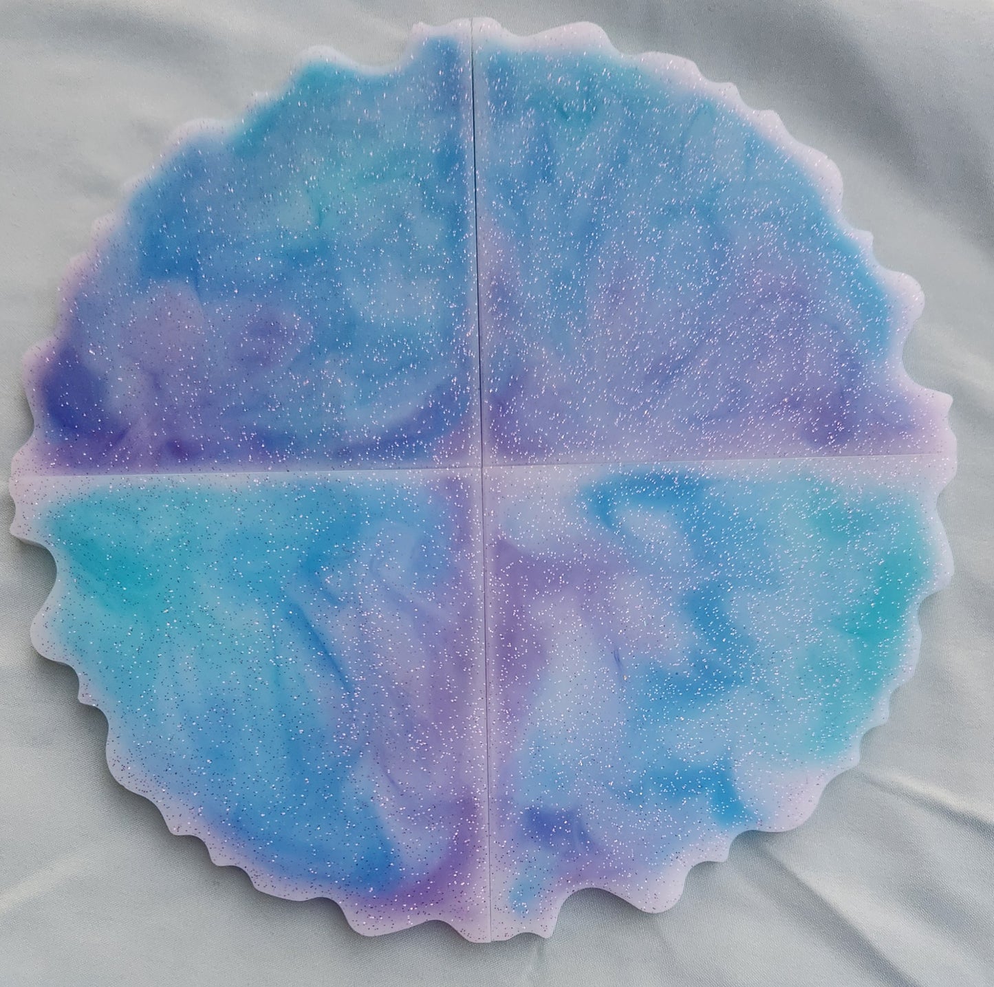 Blue/Purple/White 4 Piece Coaster Set without Holder