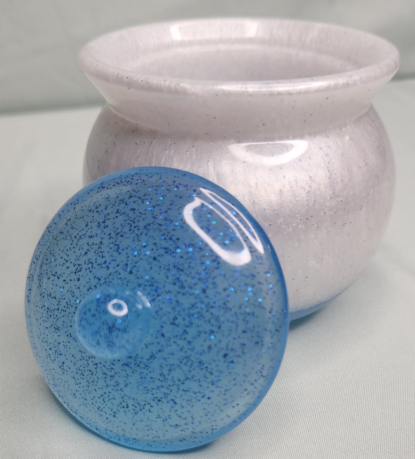 White and Blue Glow in the Dark Trinket Jar