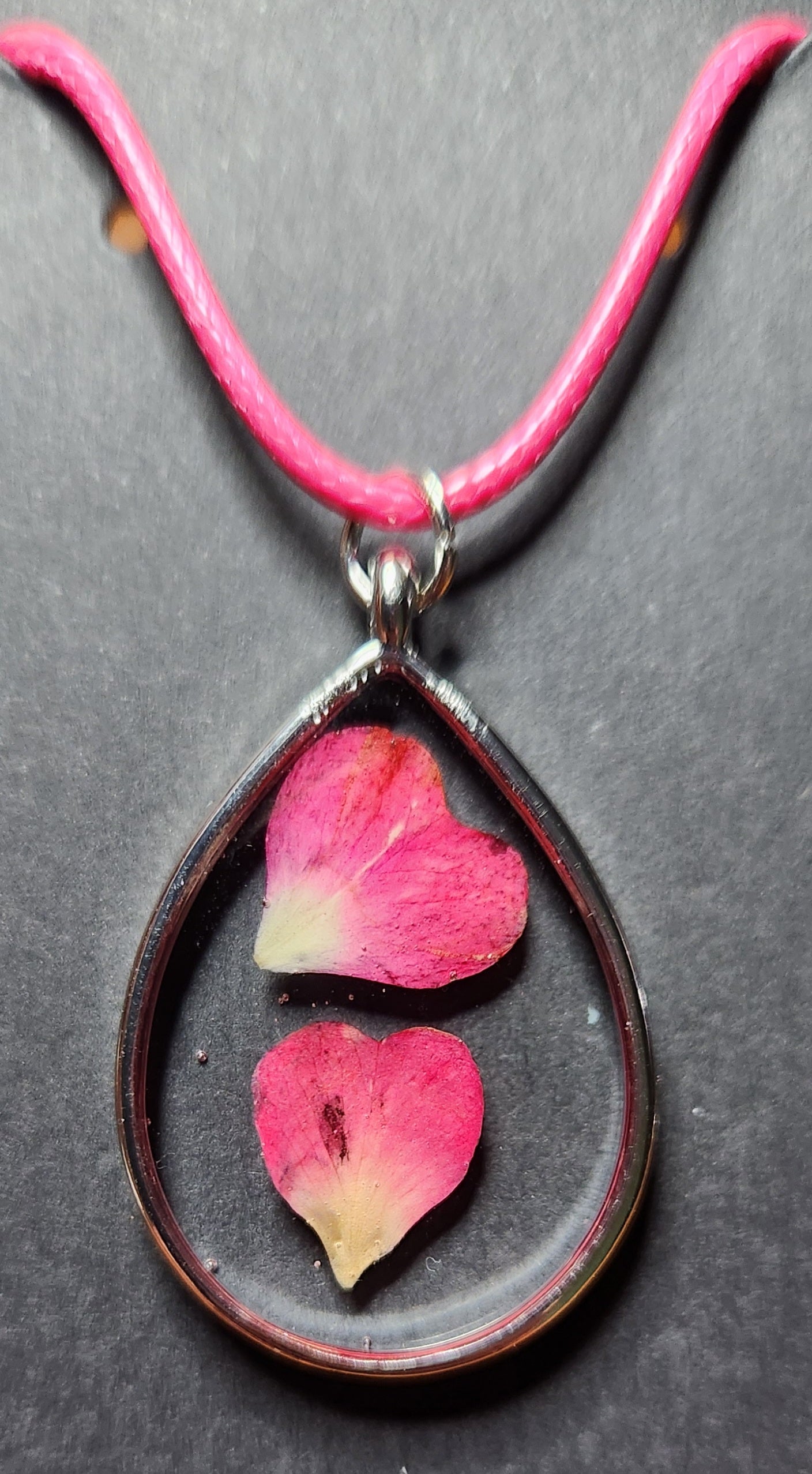 Pink Heart Petal Pendant Necklace