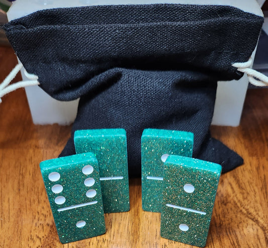 Dark Green Glitter Dominoes
