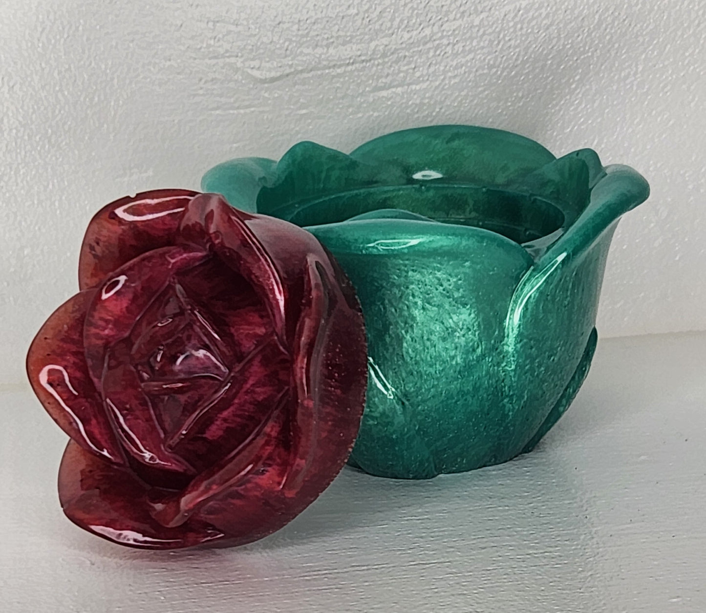 Rose Trinket Jar (Maroon and Green)