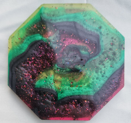 Multicolored 5 Piece Coaster Set with Holder