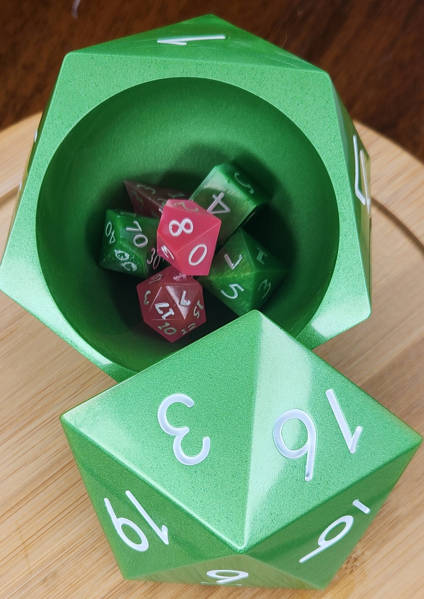 d20 Watermelon D & D Dice and Dice Storage Box