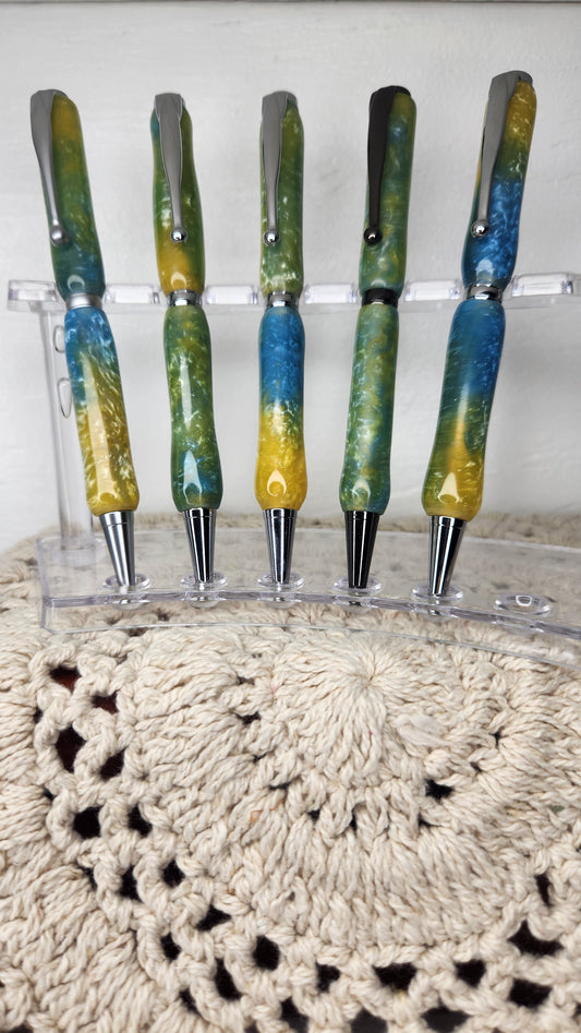 Blue/Yellow with Assorted Color Hardware