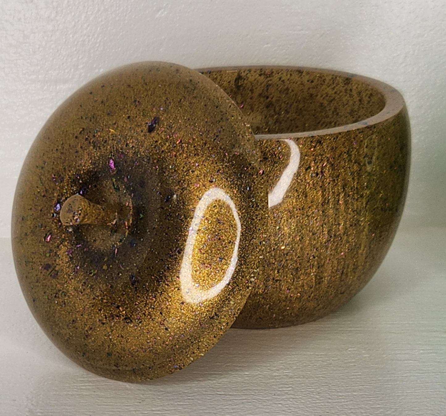 Large Golden Apple Trinket Jar