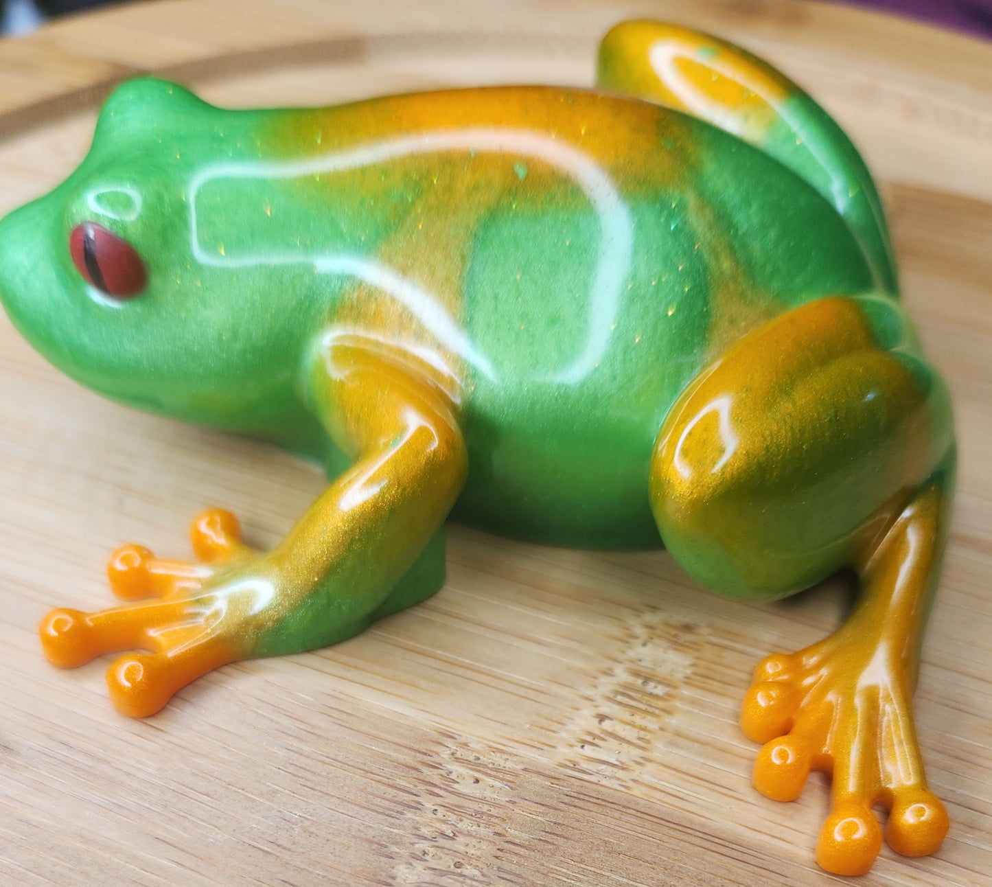 Orange and Green Resin Frog