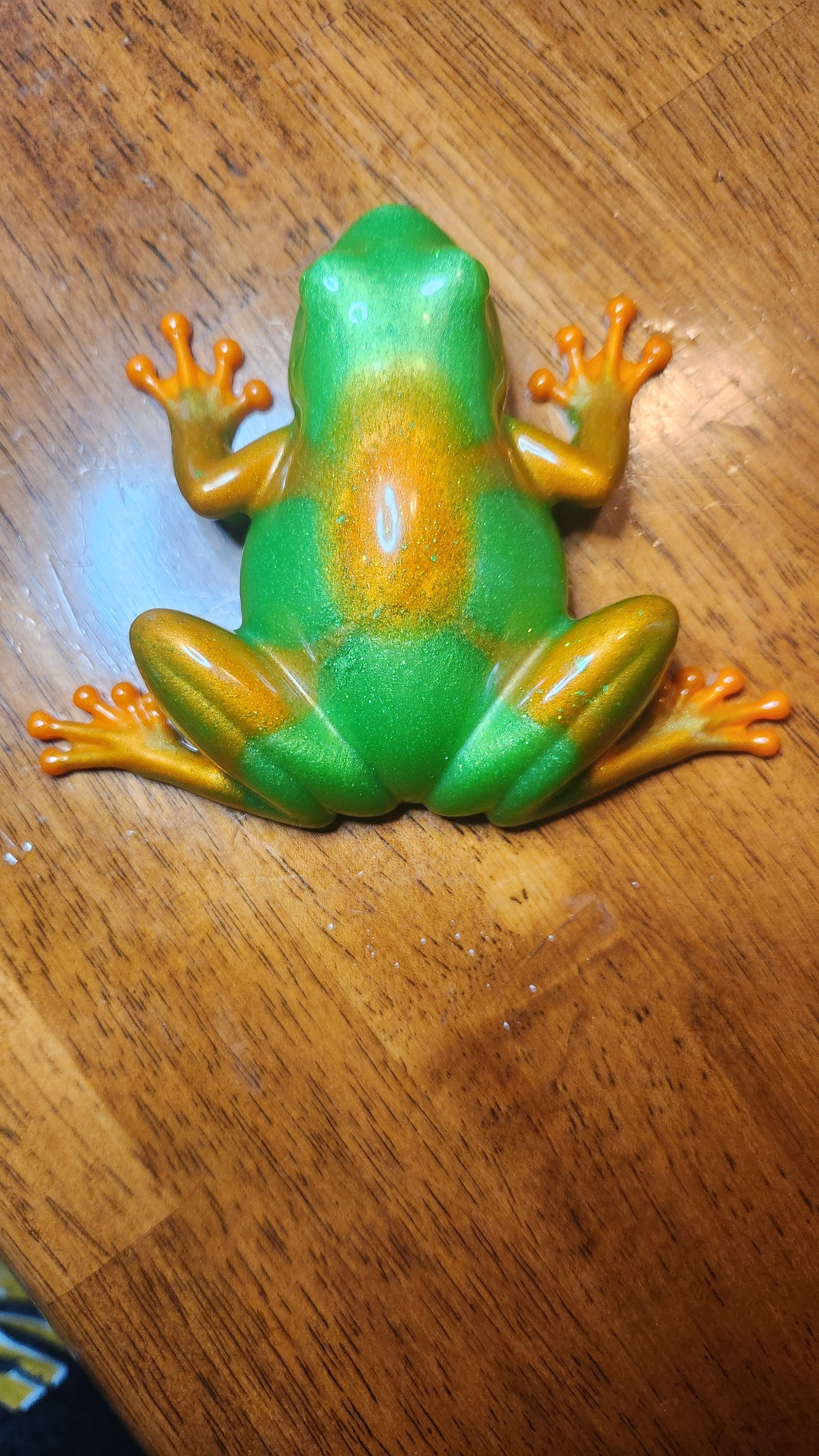 Orange and Green Resin Frog