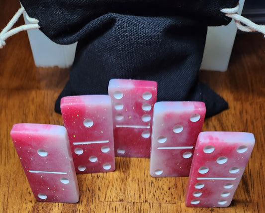 Pink and White Glitter Dominoes