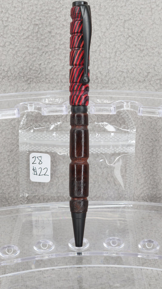 #28 Night Fire/Indian Rosewood Grain with Black Enamel Finish