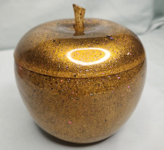 Large Golden Apple Trinket Jar
