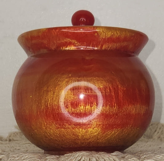 Small Red Gold Trinket Jar