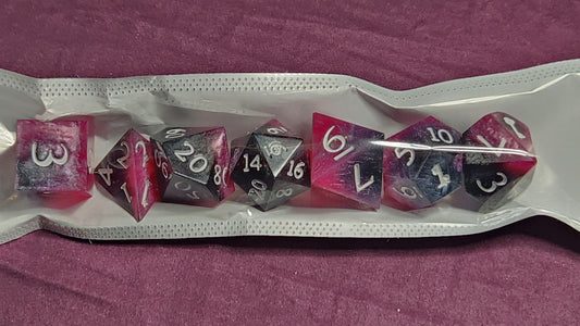 Black and Pink D N D Dice Set
