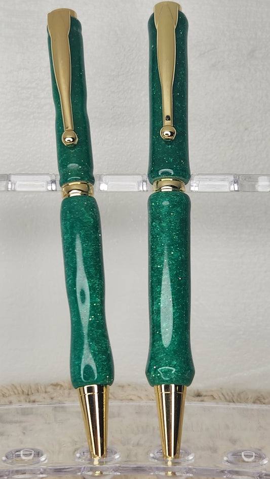 Green with Gold Hardware Resin Pens