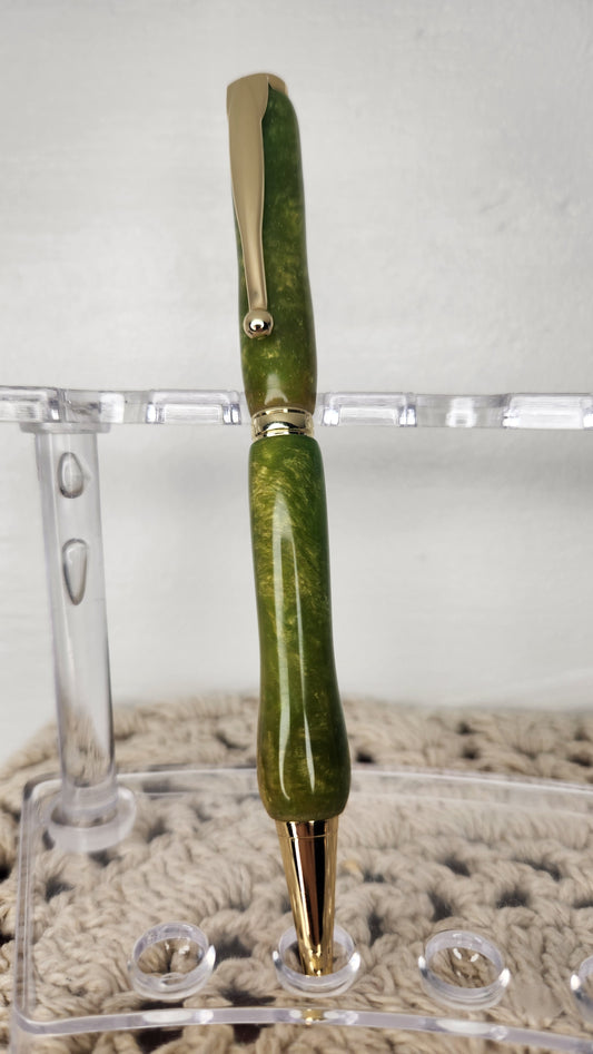 Yellow/Green with Gold Hardware Resin Pen