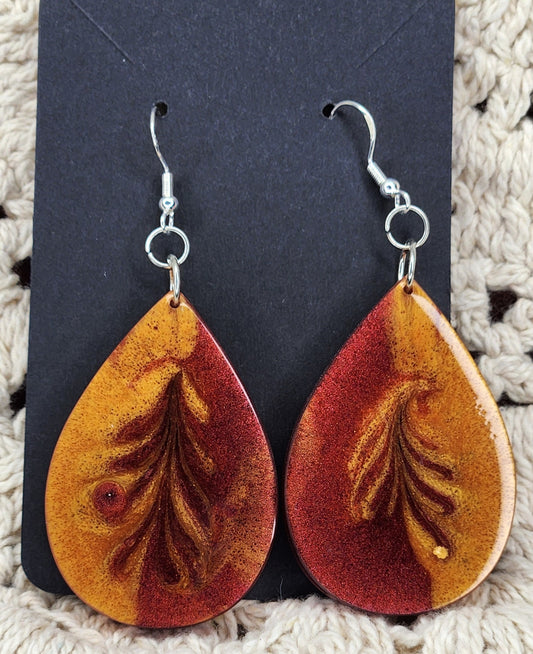 Red Wine and Gold Large Dangle