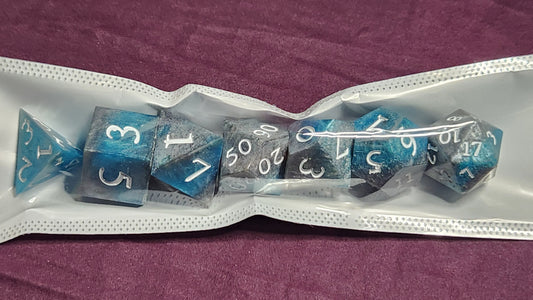 Teal and Silver D N D Dice Set