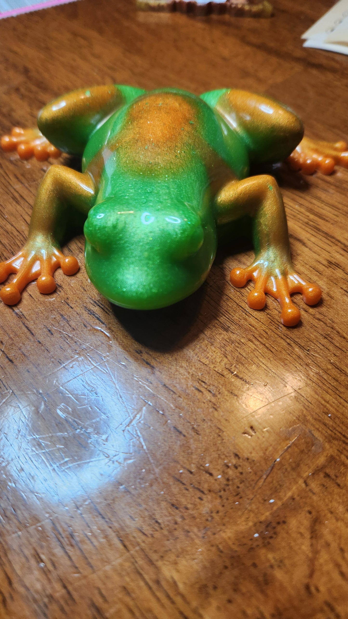 Orange and Green Resin Frog