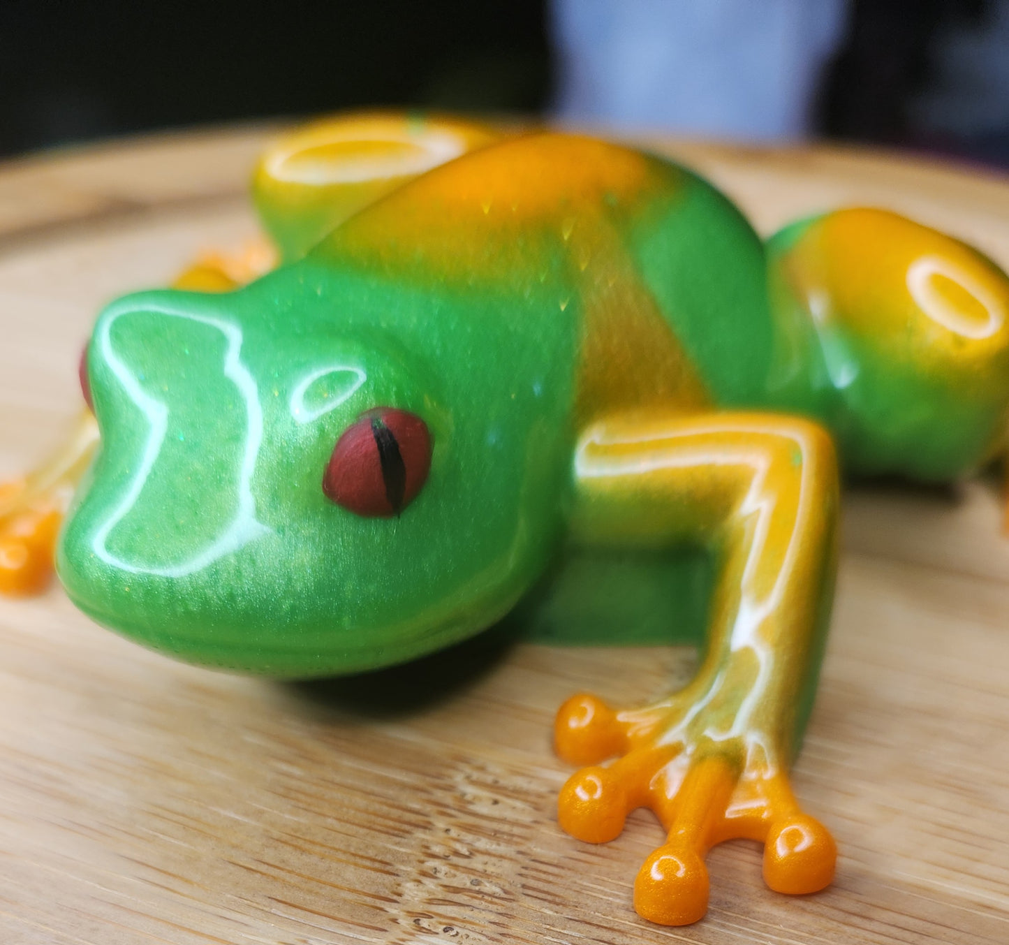 Orange and Green Resin Frog
