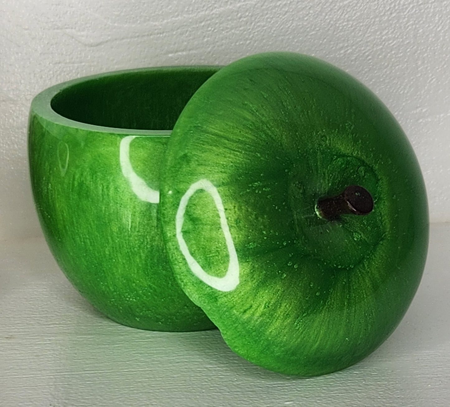 Large Green Apple Trinket Jar